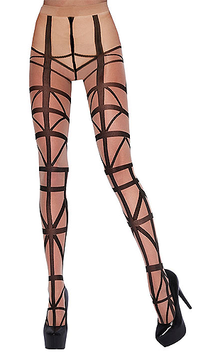 JA Strapped Fashion Tights Nude and Black